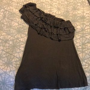 Forever 21 One Sleeve Olive Blouse